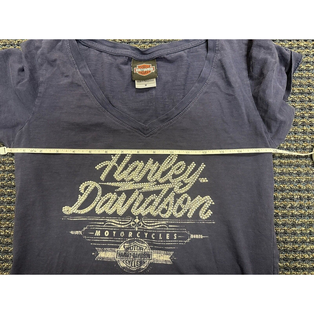 Women’s Harley Davidson Motorcycle T Shirt Size Medium Bedazzle Blink Y2K Style - Picture 3 of 8